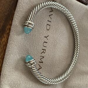 David Yurman, Silver Cable Chalcedony and Diamond Bracelet